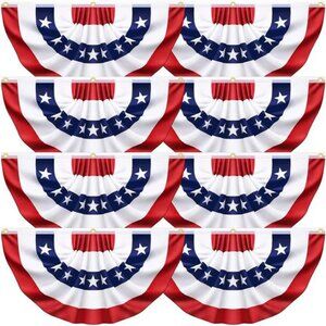 1.5x3 Ft Patriotic Half Fan Banner American Flag Decoration Bunting for Outside